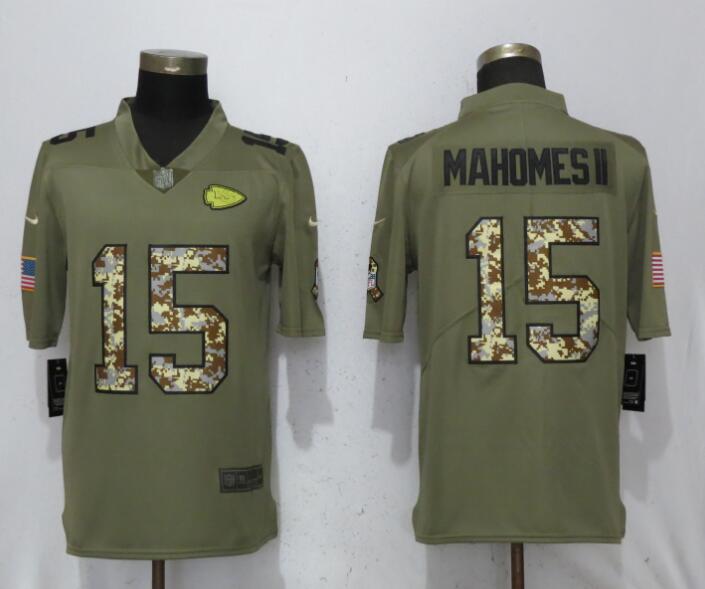 Men Kansas City Chiefs #15 Mahomes ll Olive Camo Carson 2017 Salute to Service Limited Nike NFL Jerseys->carolina panthers->NFL Jersey